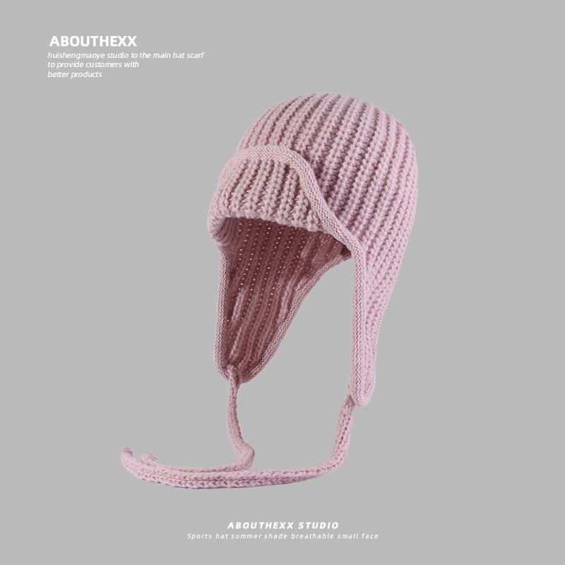 Pink Knit Beanie:Warm Ear-Covering Hat,Versatile And Stylish