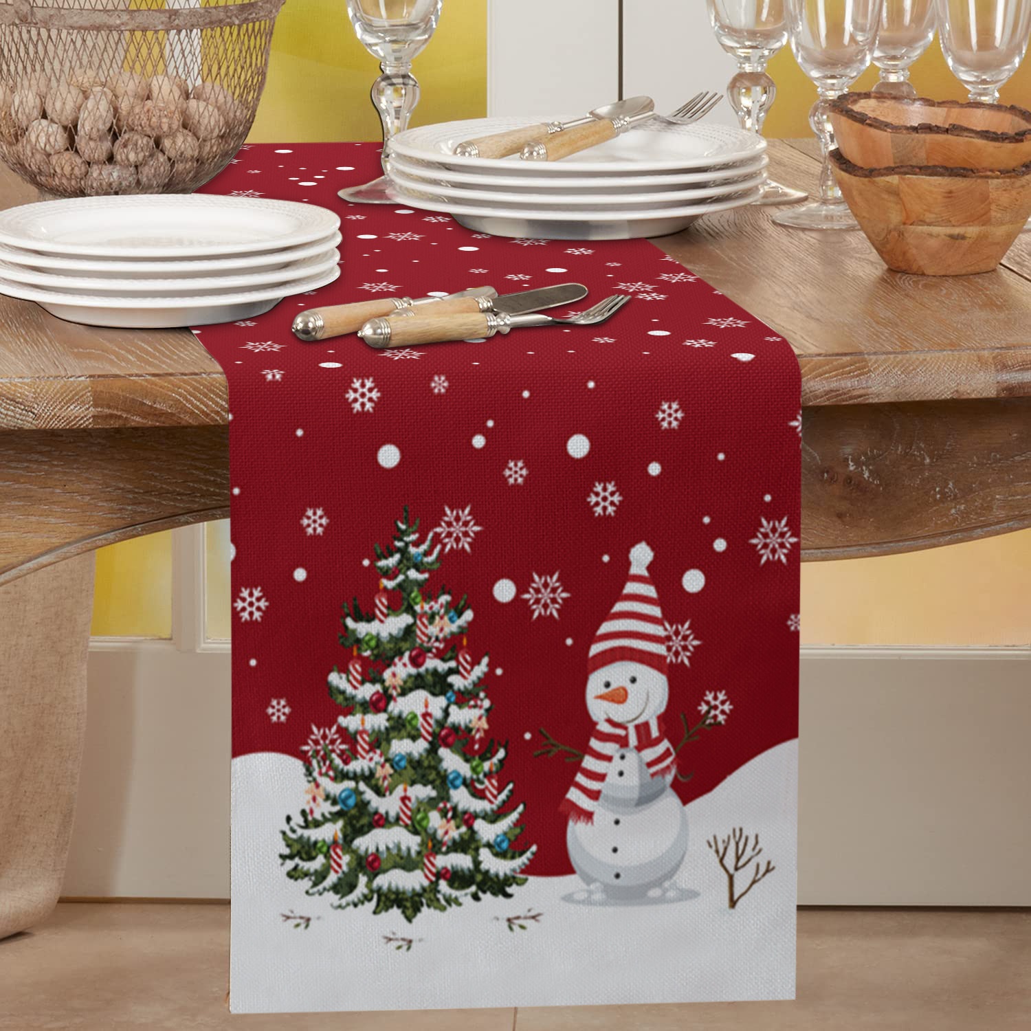 Christmas Decoration Cotton And Linen Table Flag Red Light Luxury Creative Waterproof Tablecloth Dining Table Atmosphere Layout Linen Tablecloth