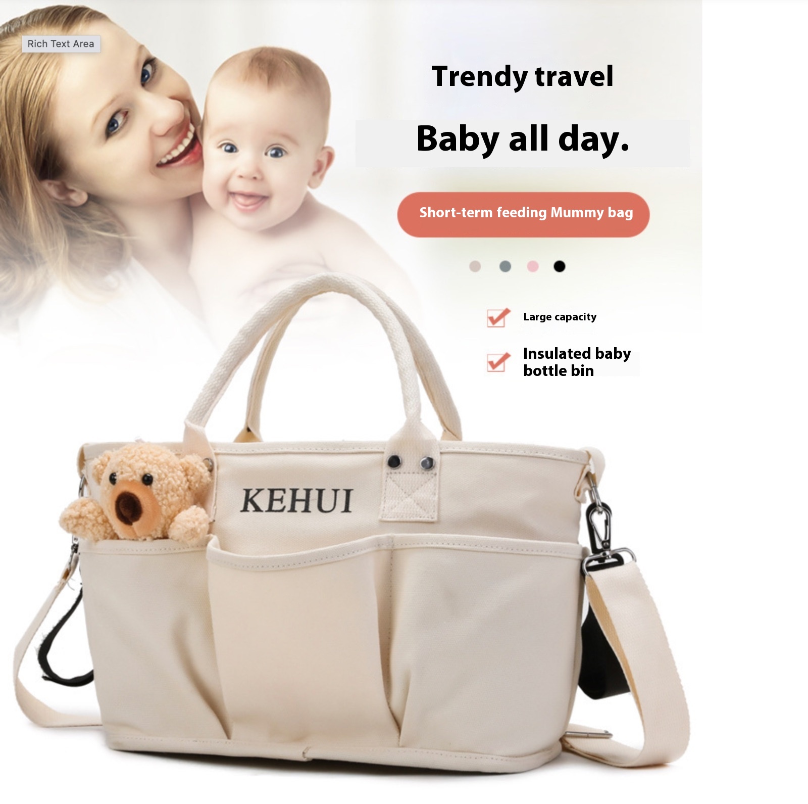 Large Capacity Mommy Bag,Lightweight Handbag,Portable Mommy Bag For Mother And Baby,Multifunctional Messenger Bag,Baby Stroller Bag