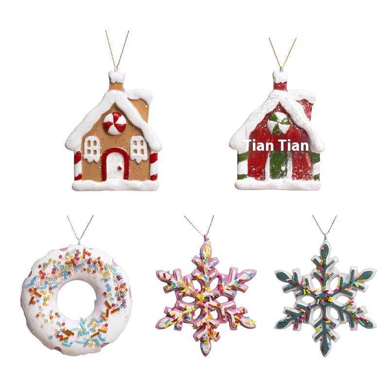 Christmas Resin Pendant Snowflake Donut Christmas Tree Pendant Christmas Gift Pendant Holiday Decorations