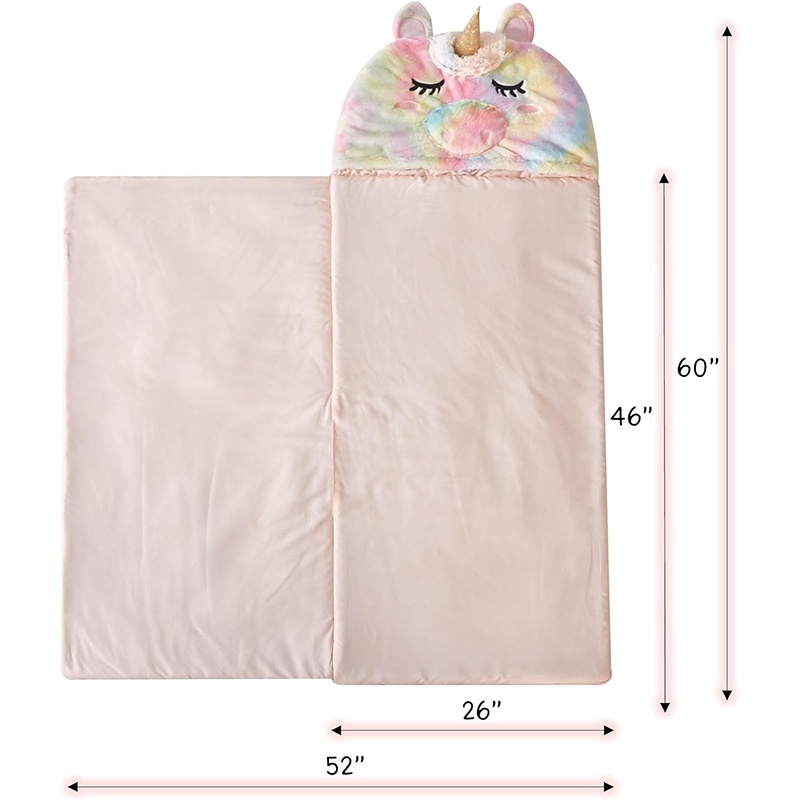 Rabbit Fur Children's Sleeping Bag Tie-dyed Unicorn Cartoon Warm Thick Kick-proof Quilt Can Be Stored Sleeping Bag