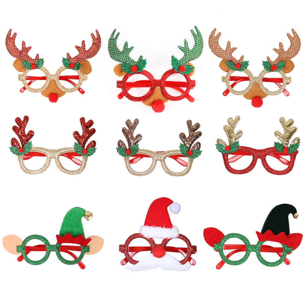 Christmas Supplies Christmas Glasses Frame Christmas Decoration Glasses Christmas Ball Dress Party Glasses Christmas Gifts