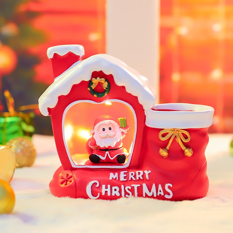 Santa Claus Pen Holder Night Light Creative Christmas Eve Gift Decorations