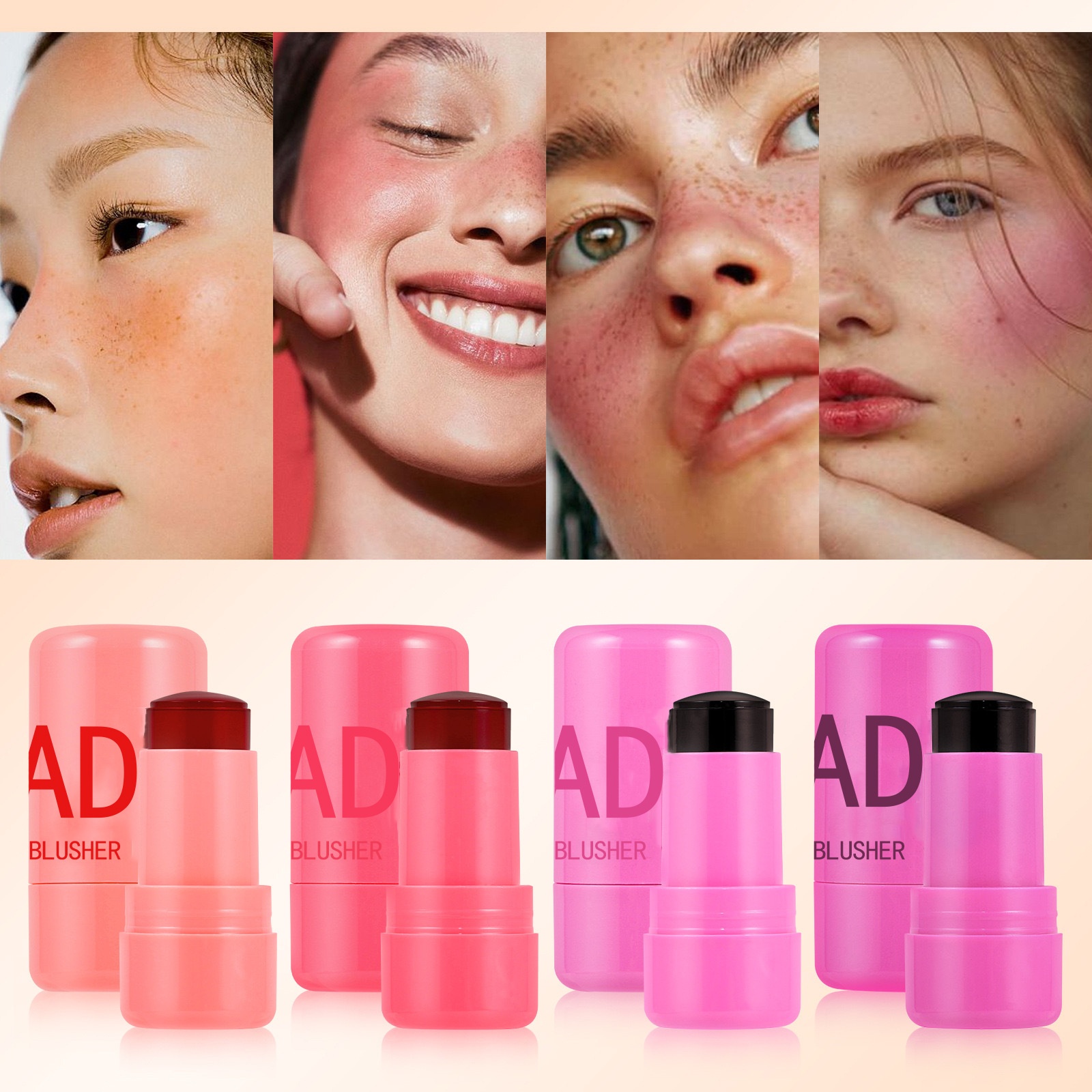 ADMDJelly Blush Stick Lazy Face Contour Blush Cream Lip Cheek Dual-use Rouge Brightens Even Skin Tone