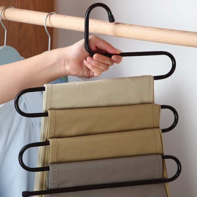 S-shaped Trouser Rack Multifunctional Trouser Storage Rack Multi-layer Trouser Hanger Trouser Rack Seamless Household Trouser Clip Hanger