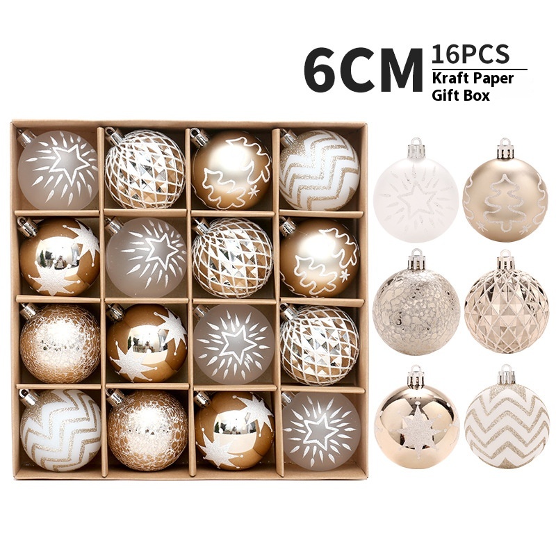 Christmas Decorations16 Champagne Gold And White Christmas Balls Decorate The Christmas Tree Pendants Home Party Ornaments