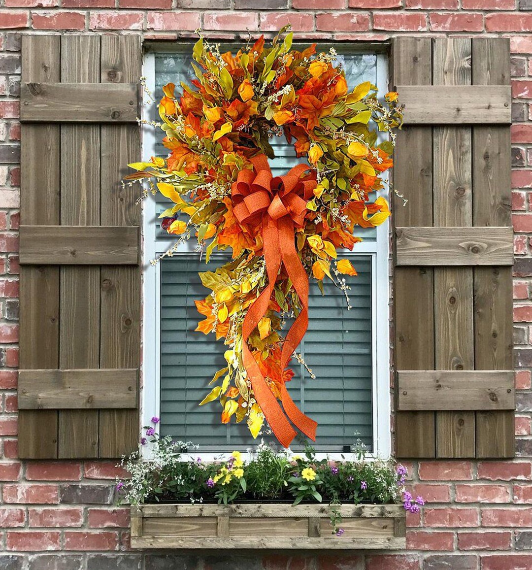 Hong Kong Love Autumn Color Rattan Circle Wall Home Decoration Harvest Festival Ornaments Maple Leaf Wreath Door Hanging