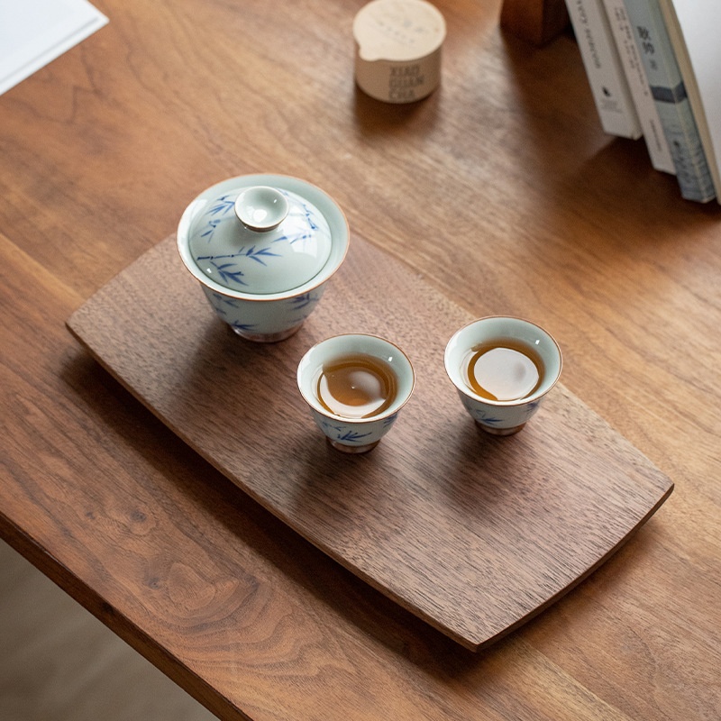 Simple Wooden Tray Japanese Tea Cup Tea Tray Solid Wood Household Handmade Coffee Tray Snack Wooden Tray