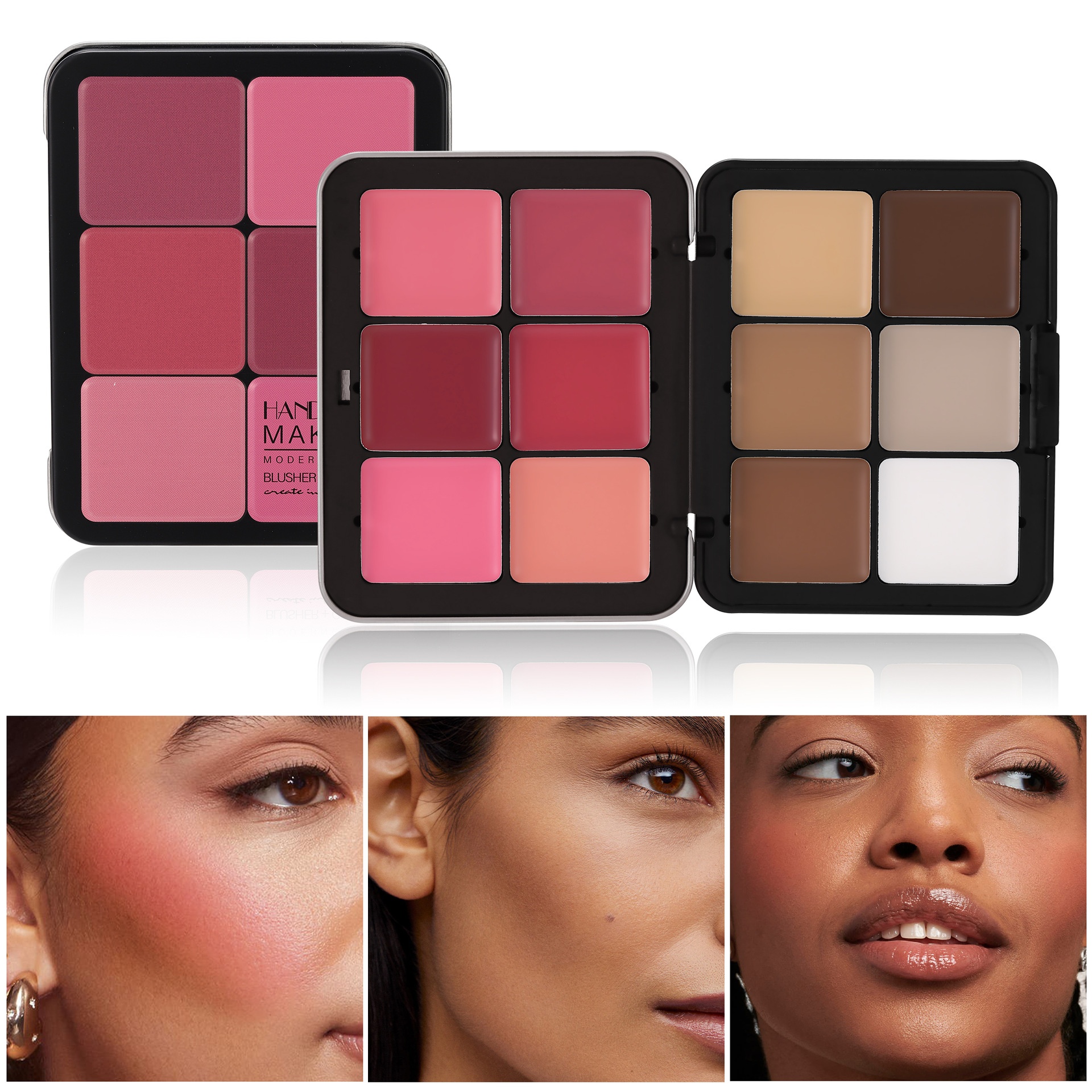 12-Color Blush Palette In Metal Case–Concealer,Highlighter,And Contouring With Matte Cream Blush.