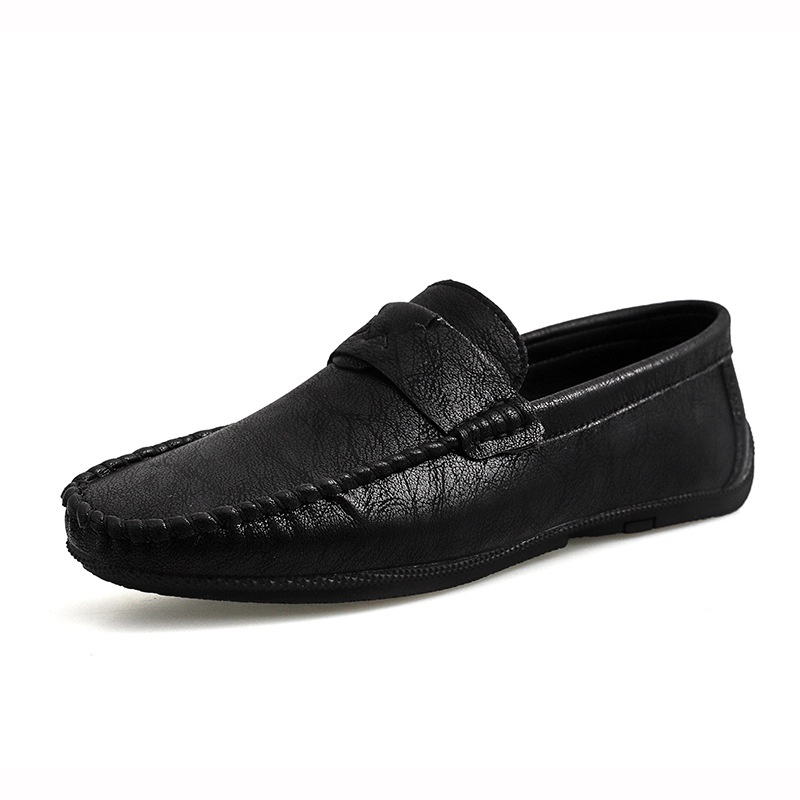 Men's British Fashion Simple Versatile Low-top Loafers Non-slip Breathable Casual Slip-on Leather Shoes