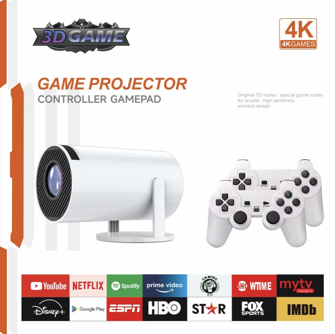 Gaming Version Projector HY300/4 K:Android11,High-Definition Gaming Projector