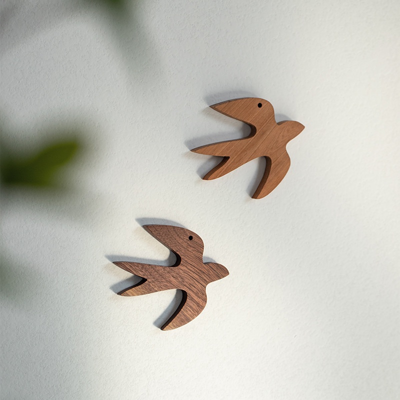 Simple Wall Decoration Japanese Swallow Living Room Wall Decoration Wooden Hanging Pendant Room Wooden Block Pendant