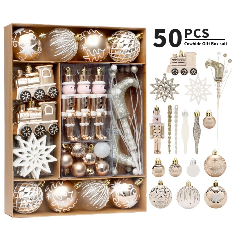 Christmas Decorations50pcs Champagne Gold Painted Christmas Ball Set Ornaments Christmas Tree Decoration Pendants