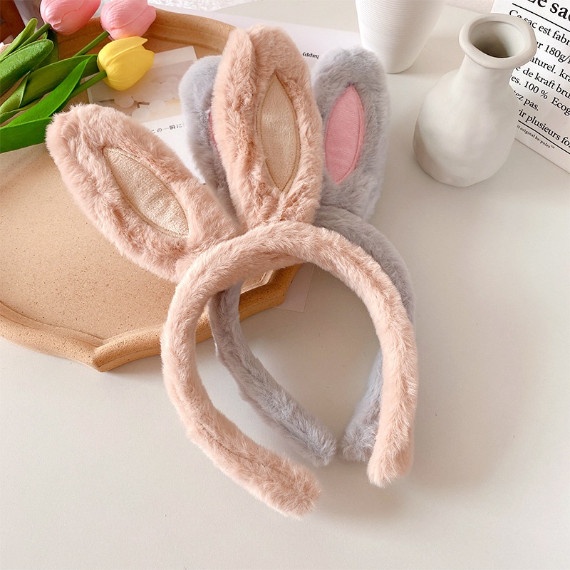 Cartoon Cute Style Rabbit Ears Headband Net Celebrity Plush Hair Pressing Headband Rabbit Hairpin Three-dimensional Headdress