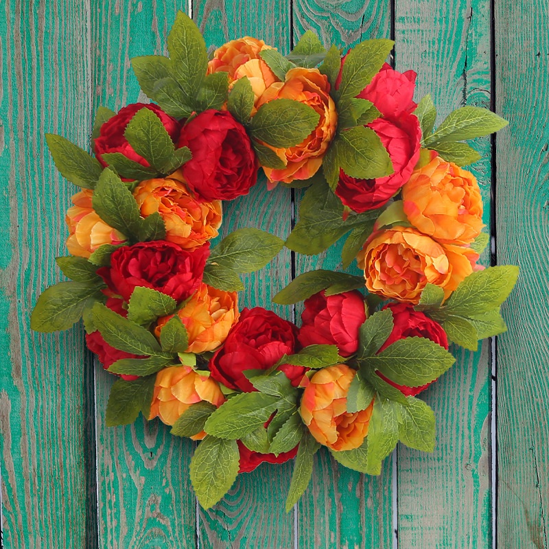 Hong Kong Love Red And Yellow Peony Wreath Wedding Photography Decoration Wreath Mall Window Wreath