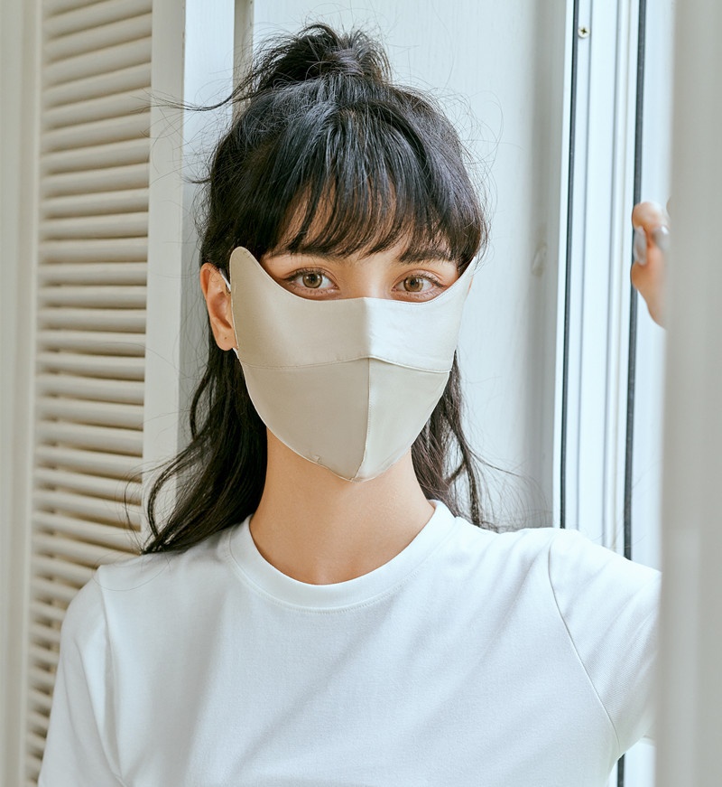 Summer Mulberry Silk Silk Mask Mask Sun Protection Eye Protection Anti-ultraviolet Sunshade Ear Hook Gray Ear Hook