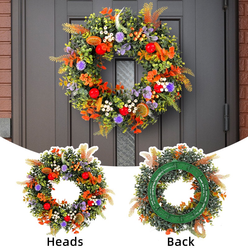 Simulation Flower Eucalyptus Wreath Door Hanging Outdoor Garden Ornaments Summer Fruit Wreath
