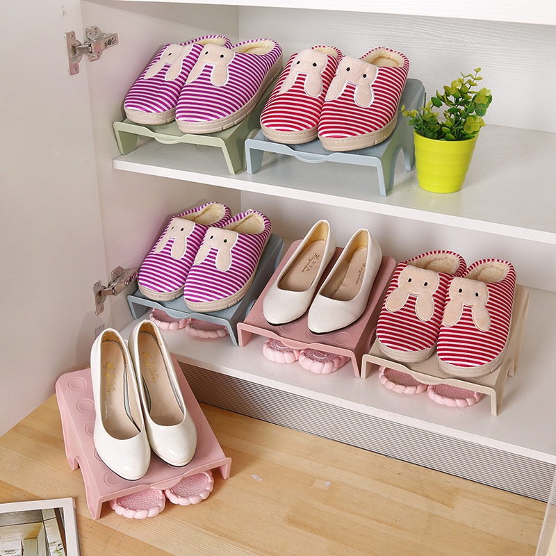 Household Double-layer Storage Shoe Rack Plastic Integrated Simple Space-saving Shoe Rack Creative Economical Simple Shoe Rack
