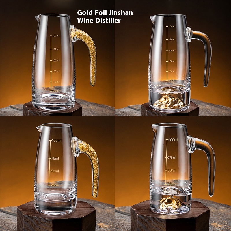 Gold Foil Jhan Wine Dispenser Household Wine Set Crystal Glass High-end With Scale Measuring Wine Dispenser