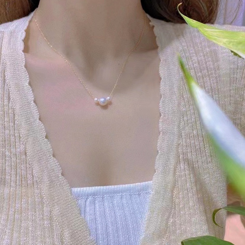 Commuting Natural Freshwater Pearl Necklace Style Little Mouse Clavicle Necklace Light Luxury Niche Design Pull-out Necklace For Women