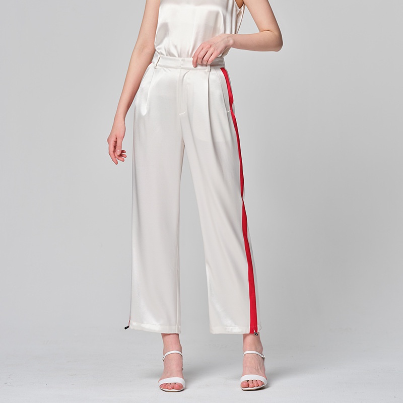 Spring Women's Black And White Wide Leg Pants High Waist Suit Pants Loose Acetate Commuter Casual Women's Pants