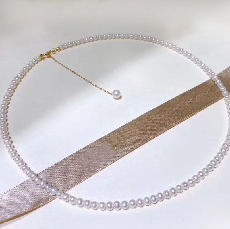 Fashion Natural Freshwater Pearl Necklace Spring And Summer Women's Niche High-end American14k Gold-plated Clavicle Chain Necklace