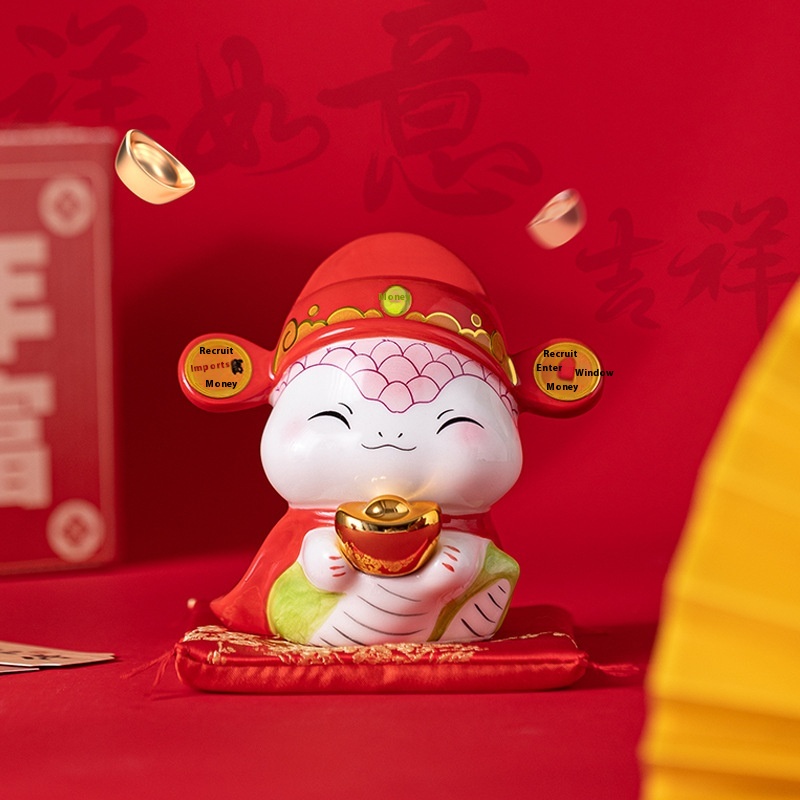 Snake Year Ornaments Mascot Creative Ceramic Piggy Bank Ornaments Piggy Gift