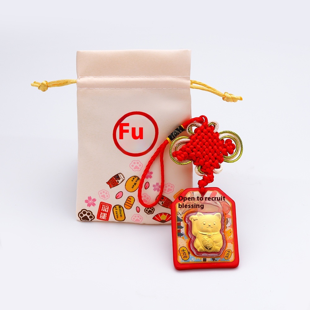 Gold Foil Big Fortune Cat Pendant Zhou Family Amulet Decoration Car Hanging Sales Gift Agency