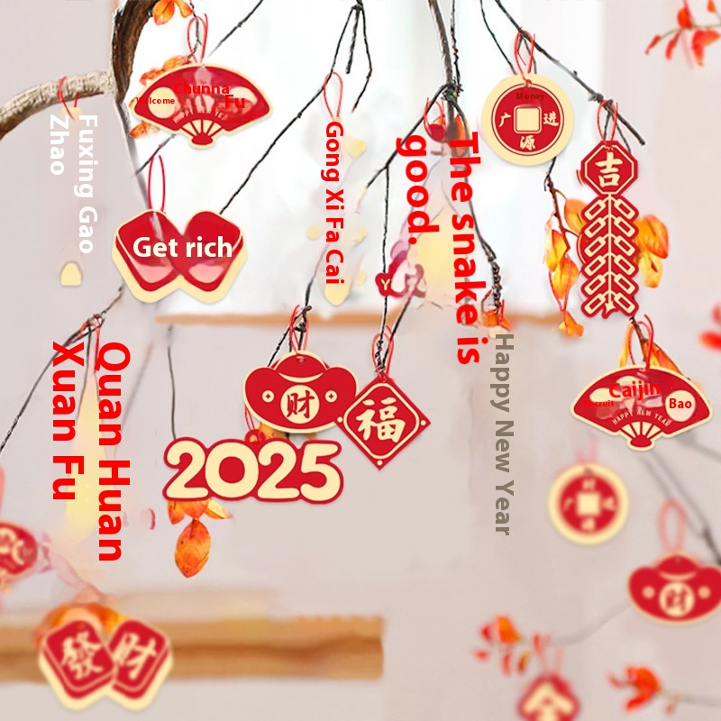 Year Of The Snake Year Decorations Potted Pendants Fortune Tree Year's Day Spring Festival Blessing Characters Year Festive Decoration Hanging Cards