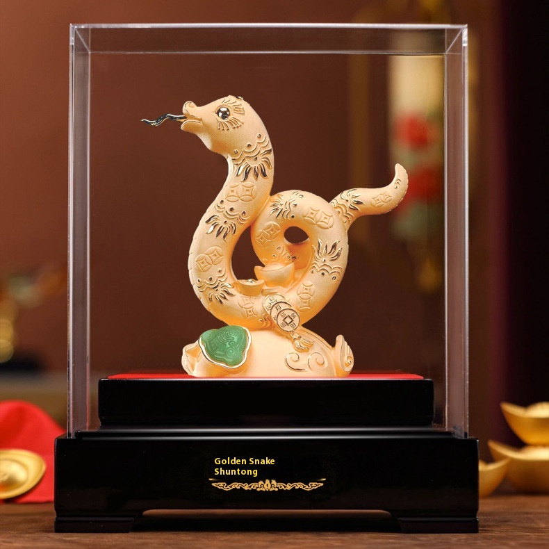 Golden Snake Shuntong Velvet Sand Golden Zodiac Snake Souvenir Ornaments Bankurance Company Opening Red Annual Meeting Gift