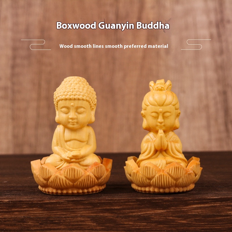 Boxwood Guanyin Buddha Car Pendant Car Pendant Beaded Buddha Guanyin Maitreya Boy Lotus Seat Pendant
