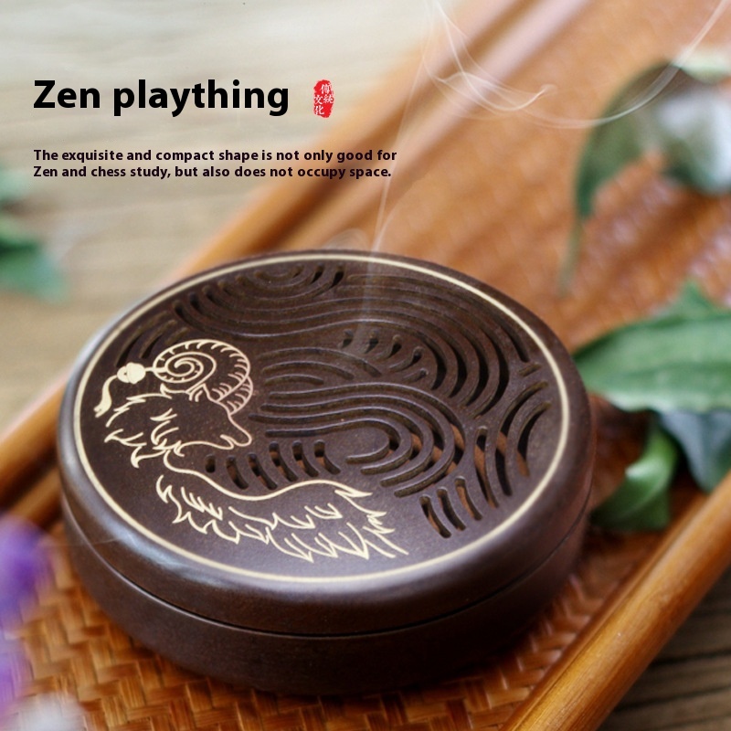 Pure Brass Incense Box Indoor Tea Ceremony Travel Antique Coil Incense Box Incense Burner Incense Plate Small Incense Burner