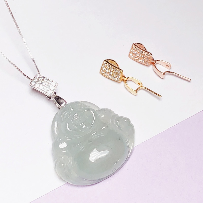 Melon Seed Buckle Sterling Silver18 KGold Pendant Buckle Head Jade Jade Buddha Guanyin Jade Pendant Clip Pixiu Necklace Connecting Buckle