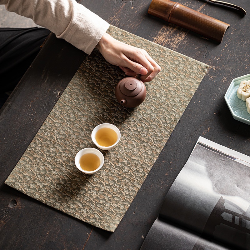 Chinese Style Dry Tea Mat Tea Table Mat Kung Fu Tea Set Accessories Zen Tea Table Tea Cupulation Non-slip Waterproof Small Table Flag