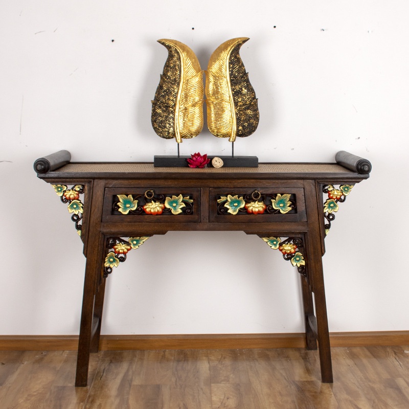 Thailand Solid Wood Carved Table For Desks Southeast Asian Style Thai Style Entrance Table Wooden Fragrant Table Chinese Style Retro Buddha Table