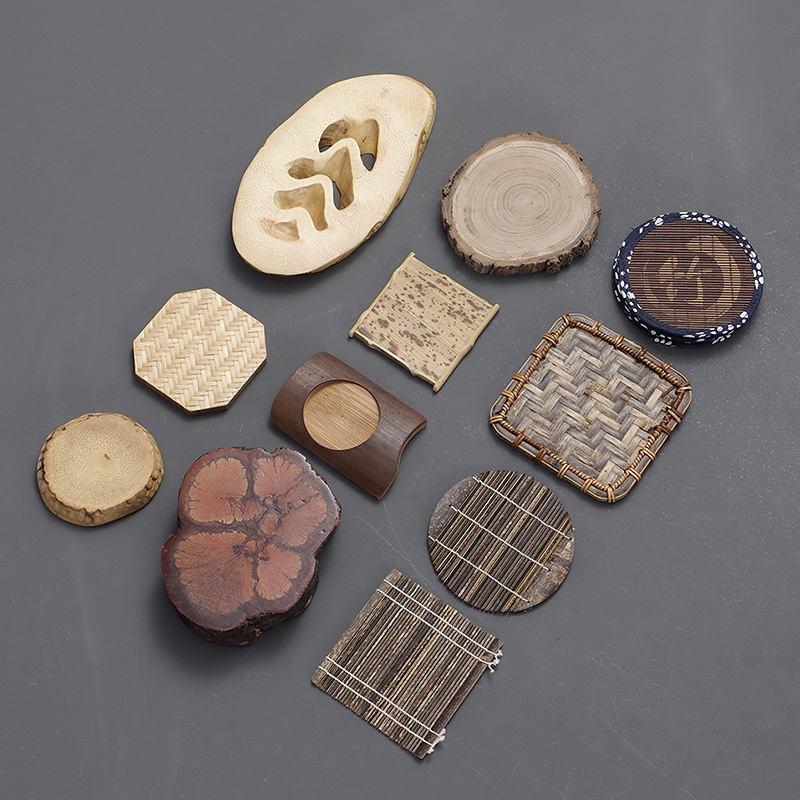 Zen Bamboo Coaster Tea Cup Holder Pot Holderulation Pad Pastoral Style Solid Wood Teapot Mat Kung Fu Tea Ceremony Accessories