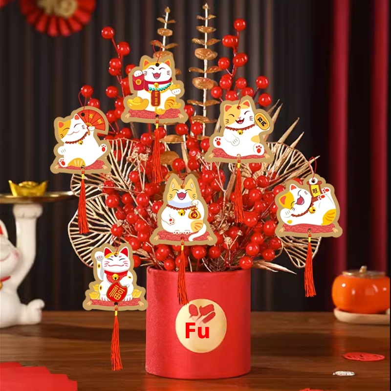 Spring Festival Lucky Cat Ornaments Year Living Room Decorations Decorative Year Of The Snake God Of Wealth Pendant Pendant Hanging Card