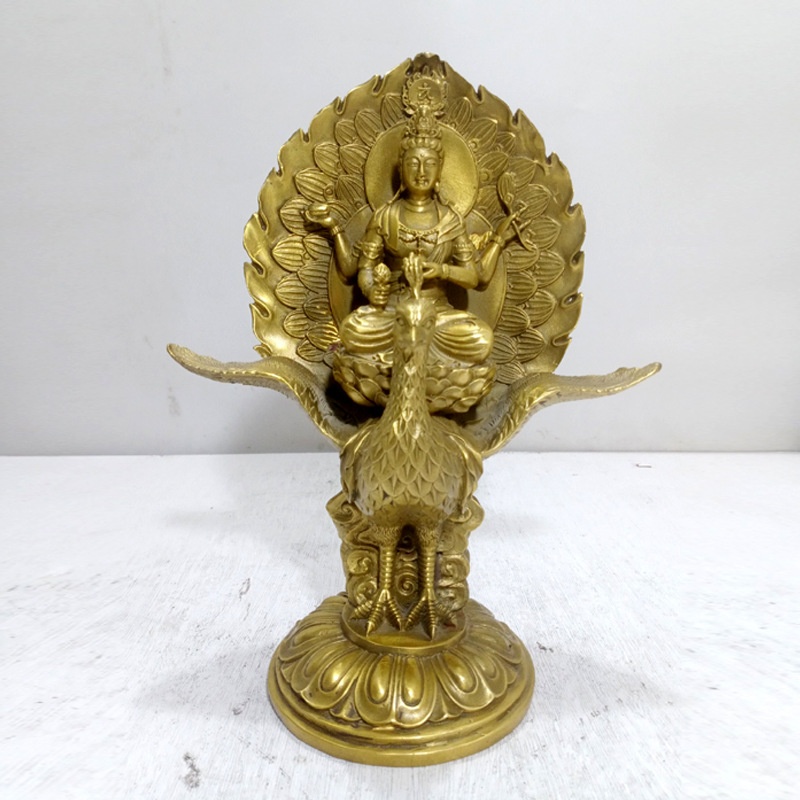 Brass Peacock King Peacock Pluto Ornaments Crafts Peacock King Bodhisattva Tibetan Buddha Bronze Statue Ornaments