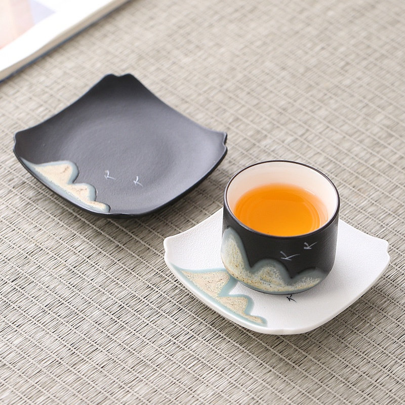 Creative Ceramic Square Mountain Kung Fu Tea Coaster Tea Supplies Tea Ceremony Accessories Chinese Zen Tea Room Cup Holder