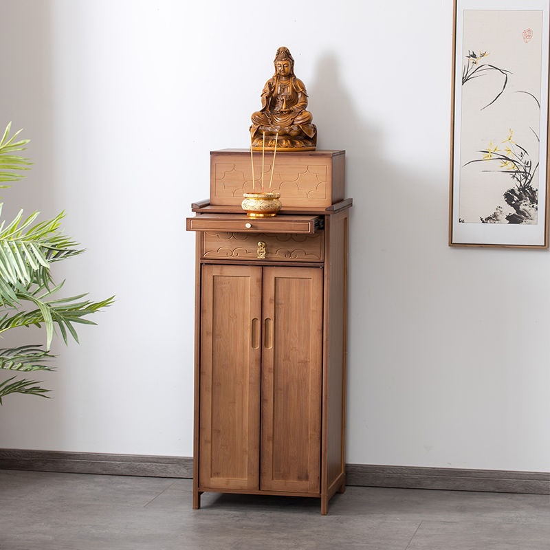 Buddhist Niche Chinese Style Vertical Cabinet Solid Wood Modern Light Luxury Small Simple Home Worship Table Buddha Table Home Bodhisattva Worship Table