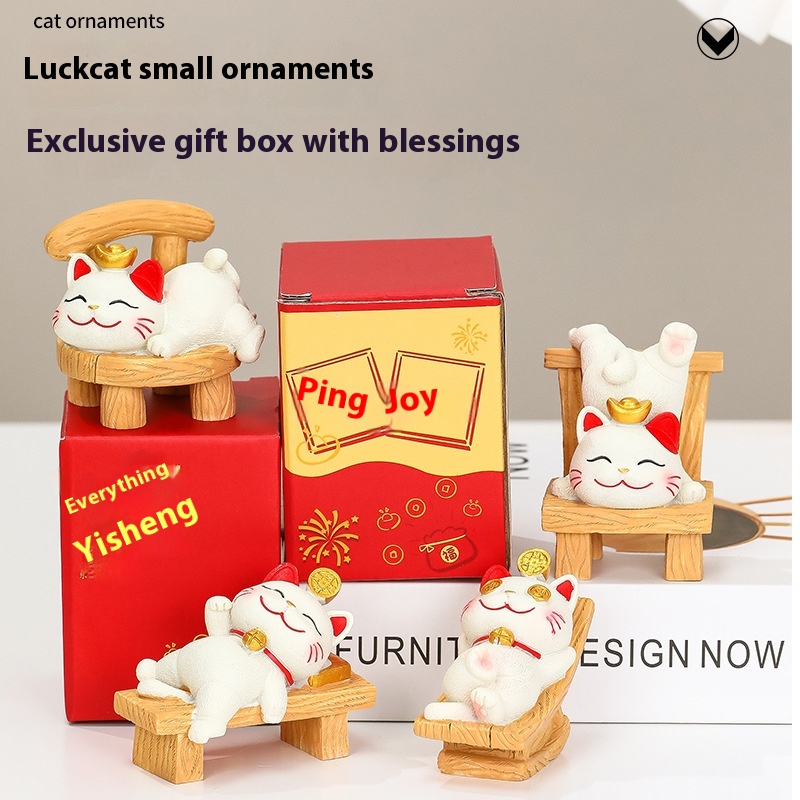 Lucid Cat Home Decoration Cutey Play Internet Celebrous Lying Win Cat Year Of The Snake Gift Office Worker Desktop Decoration Year Gift