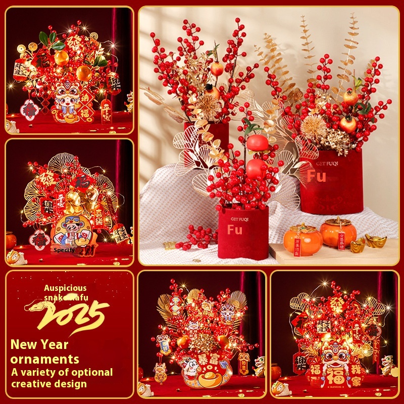 Year Of The Snake Fu Bucket Year Decoration Spring Festival Decoration Supplies Persimmon Ruyi Hug Bucket Housewarming Ornaments