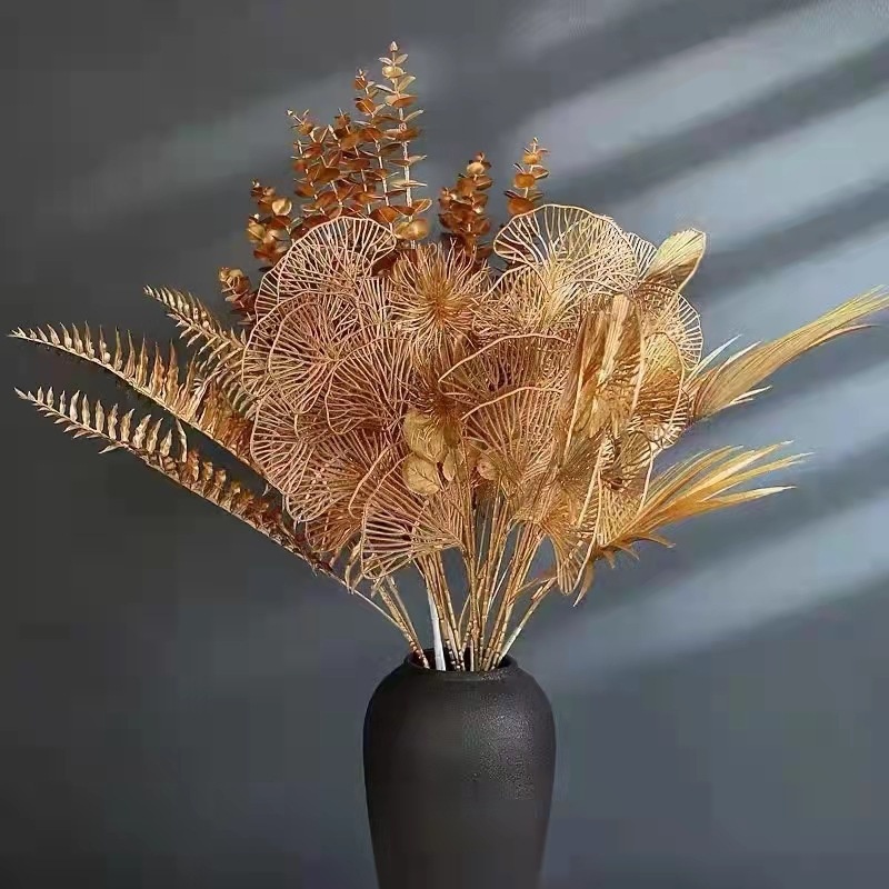 Golden Artificial Flower Eucalyptus Ginkgo Leaf Red Fruit Rich Fruit Living Room Year Decorative Flower Table Floral Ornaments
