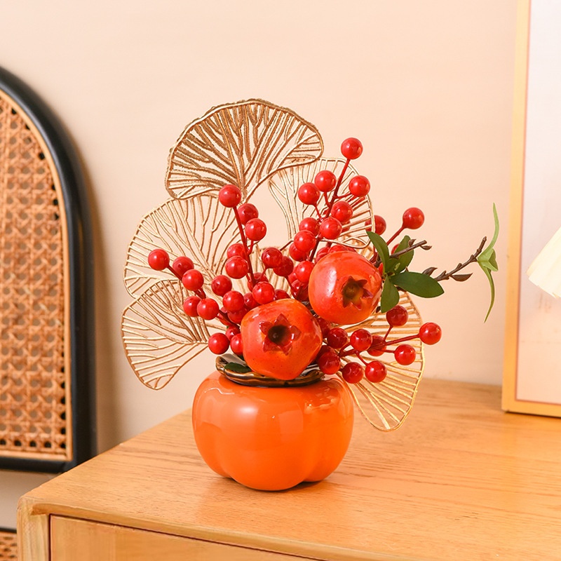 Fortune Fruit Red Fruit Artificial Flower Holly Fruit Year Decorations Year's Day Moved To AHouse Wedding Ornaments Creative Vase