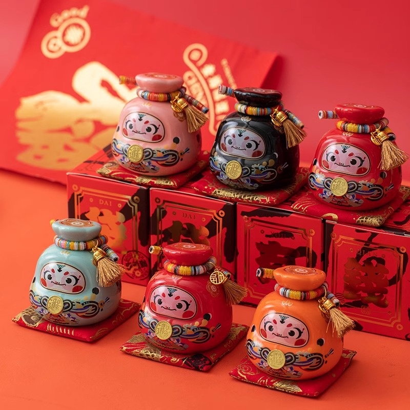 Year Of The Snake Creative Piggy Bank Small Ornaments All Things Xinglong Night Light Chinese Ceramic Decorations Practical Accompanying Gifts