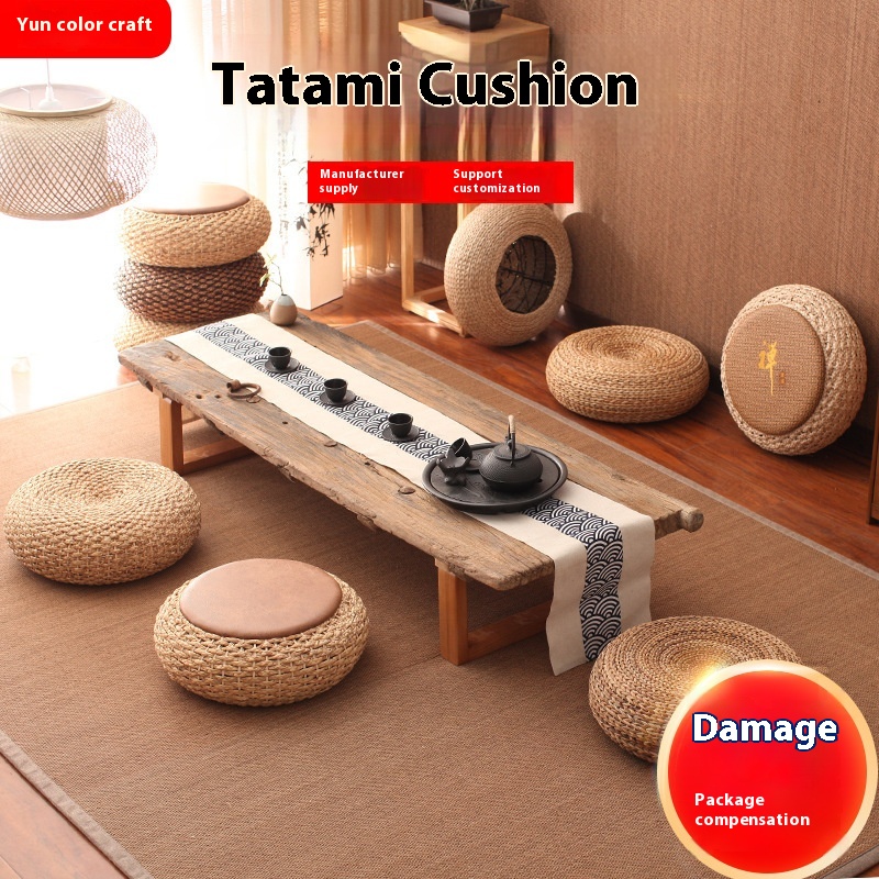 Tatami Mat Thickened Straw Japanese Style Futon Cushion Floor Pier Cushion Floor Cushion Zen Mat Household Round