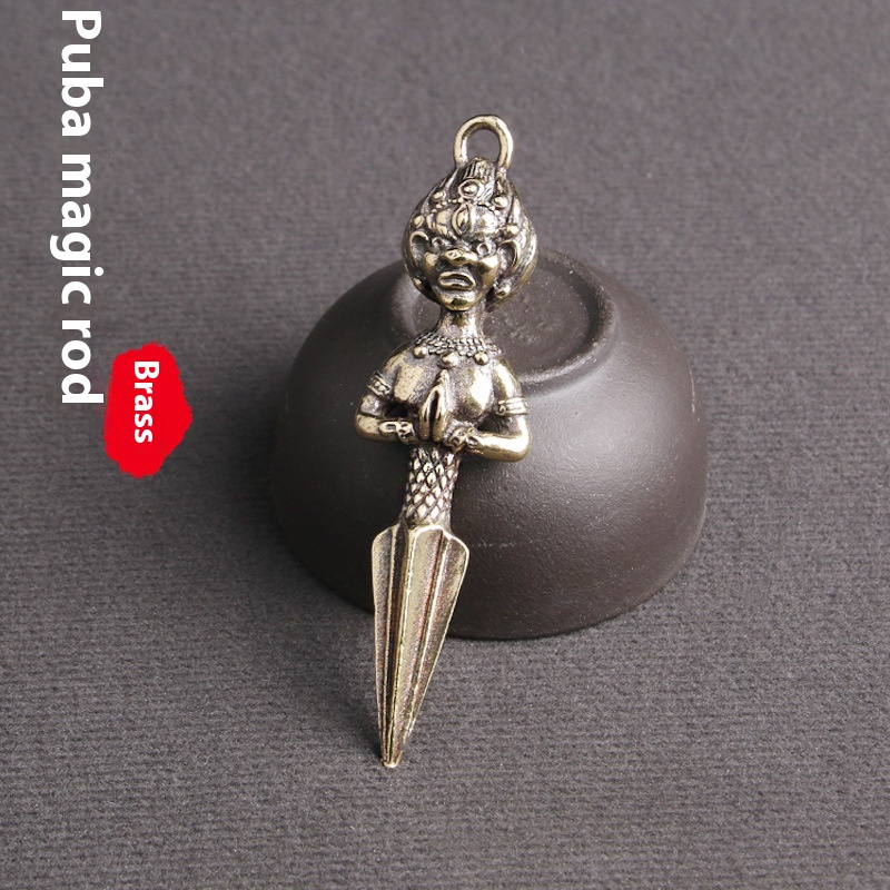 Pure Brass Old Nepalese Tantrictrument Phurba Demon-subduing Vajra Keychain Pendant Tibetan Buddha Pendant
