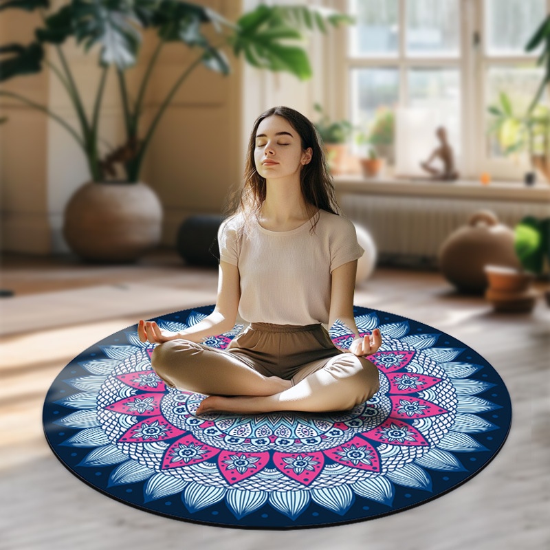 1.4 MLarge Household Suede Natural Rubber Yoga Mat Round Meditation Yoga Mat In Stock