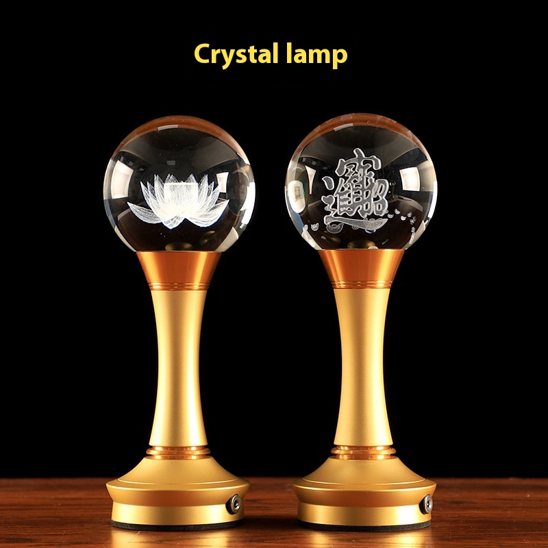 Crystal Lotus Lamp For Light Home Charging Led Crystal Ball Elonged Light For Temple Temple Temple Table For Light Ornaments