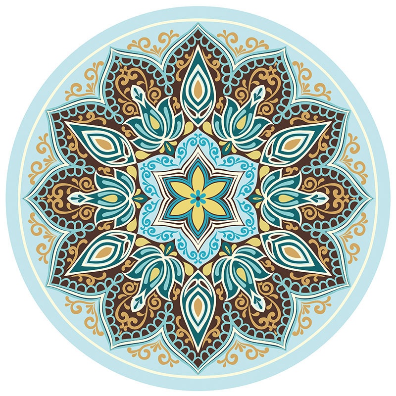 Color Printing Suede Round Yoga Mat Meditation Mat Dance Fitness Meditation Meditation Meditation Mat1 Piece Round Mat